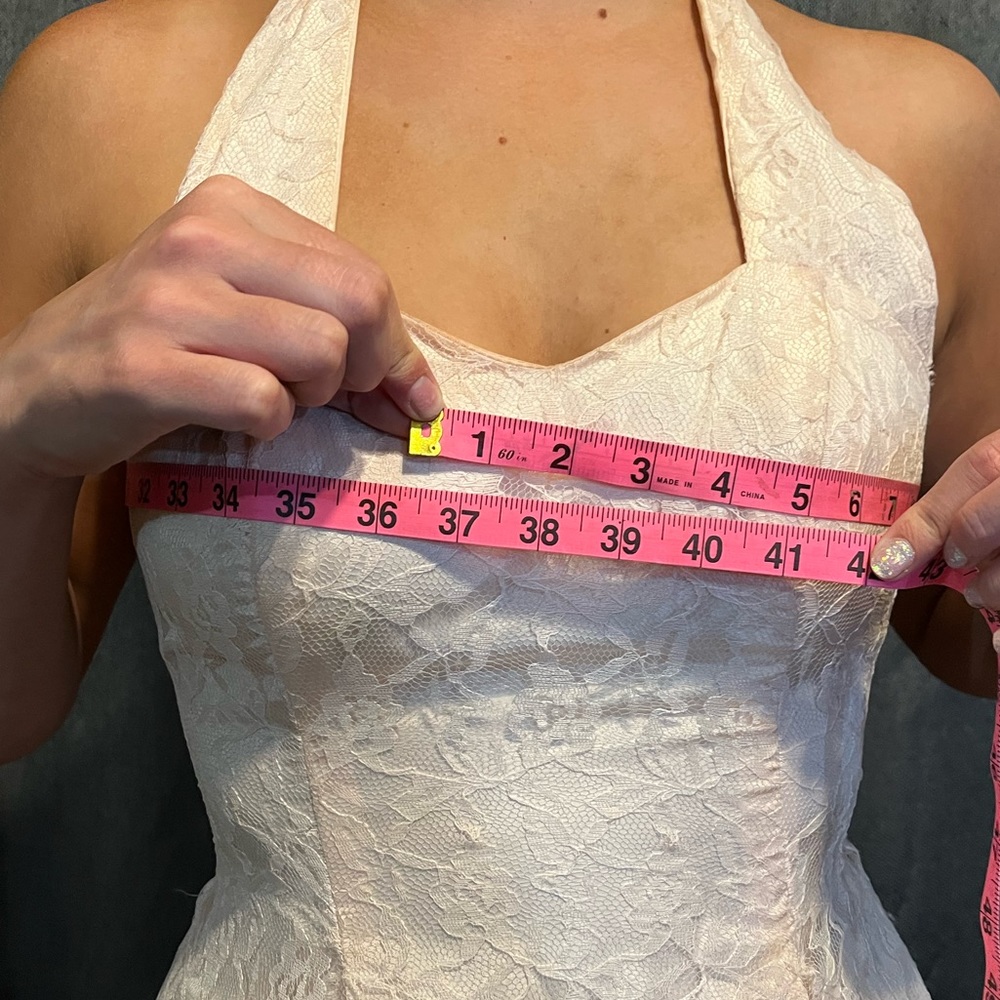 Baby Pink Vintage Lace Halter Dress - Picture 9 of 15